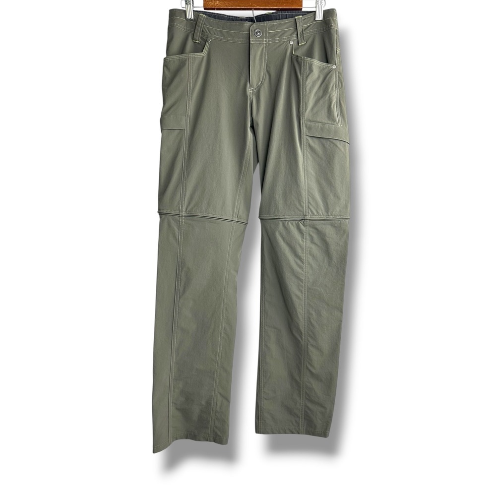 Kuhl Convertible Hiking Pants Womens 6 Sage Green Excellent Zip Off Cargo Trail‎